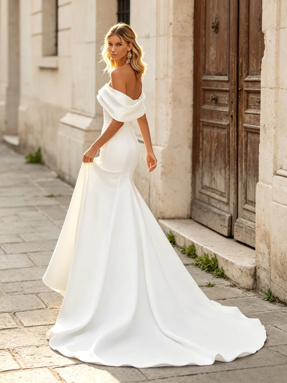 Customized 2026 Mermaid Satin Wedding Dress Sexy Boat Neck Cap Sleeve Backless Belt Bridal Gown Vestidos De Novia Custom Size