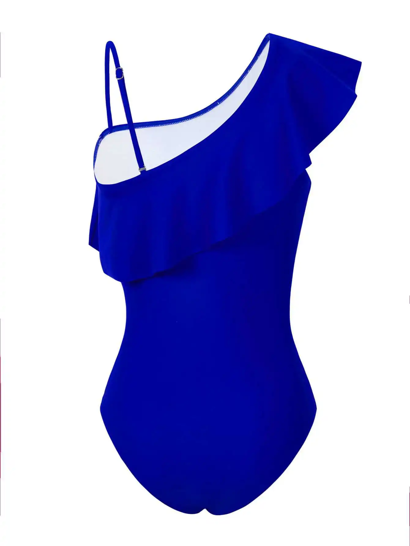 One-piece Women Royal Blue Swimwears Vintage Swimsuit Set Beach Dress Vacation Style Wear Maxi Wrapped Skirt