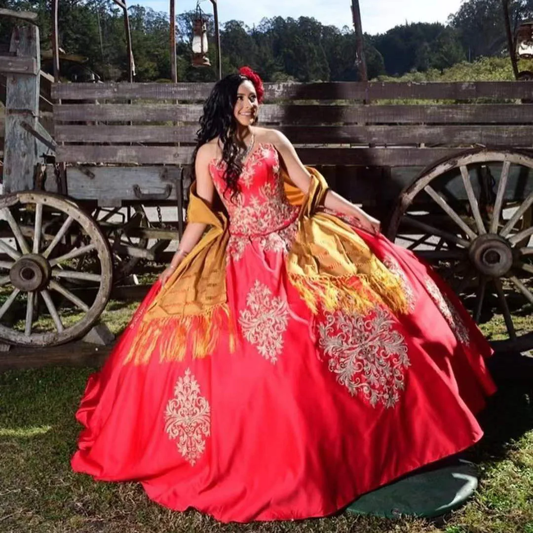 Nuevos Vestidos De baile formales rojos personalizados, Vestidos De quinceañera con apliques De novia sin mangas para niña dulce, Vestidos De quinceañera