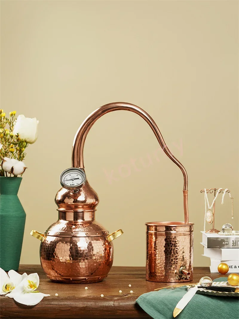 Wine Steaming Machine Pure Copper Distiller Handmade Copper Alembic Distillation Set Flower Essential Oil Distiller 3L