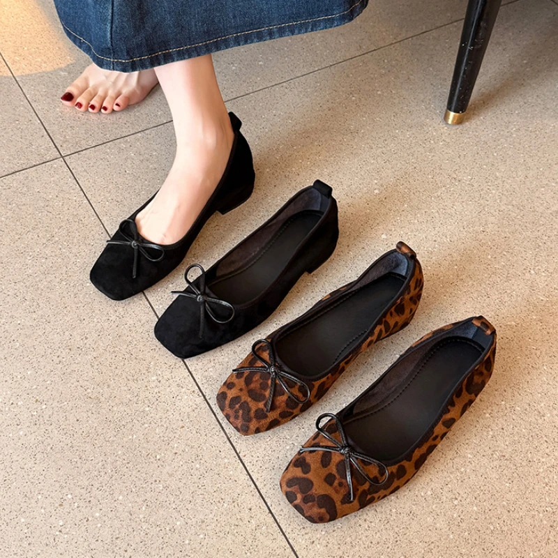 Designer vintage leopardo feminino mary jane sapatos moda rasa deslizamento em sapatos elegantes de salto baixo senhoras