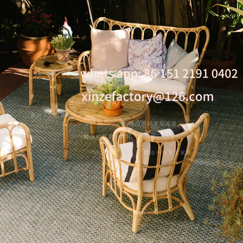 

Customizable rattan chair small coffee table balcony creative bedroom rattan sofa double rattan chair combination simple
