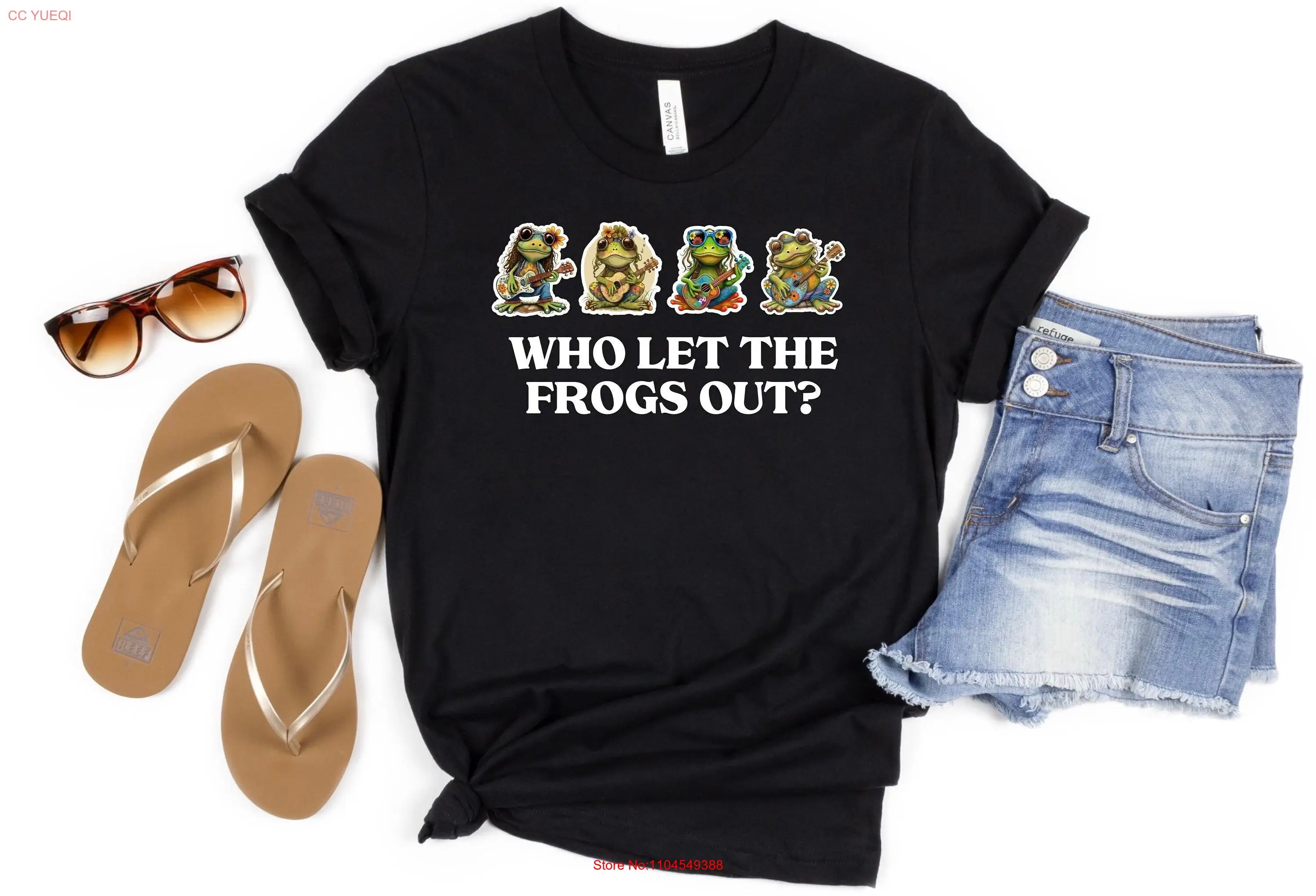 

Funny Frog T Shirt Cute Lover Toad Who Let The Frogs Out long or short sleeves
