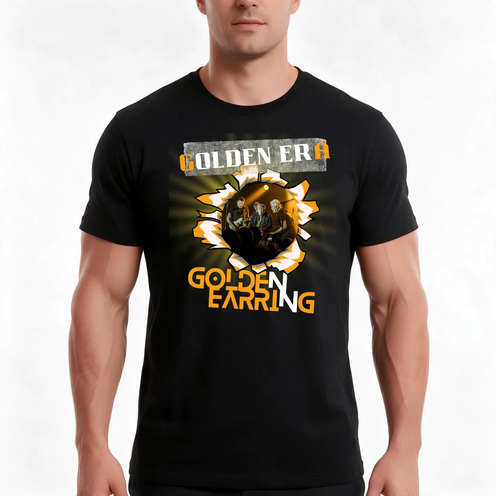 Golden Earring T-Shirt, Summer Casual Cotton Tee, Oversized Streetwear Tops, Vintage Graphic Print, Loose Fit Short Sleeve
