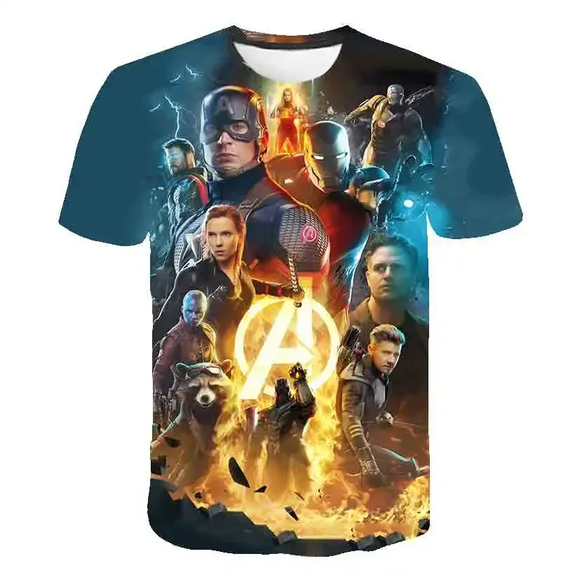 Disney 2024 Avengers Boys T-shirts Cool Captain America/Thor Hero 3D Printed Baby Casual Top For Summer New Clothing 3-14Y