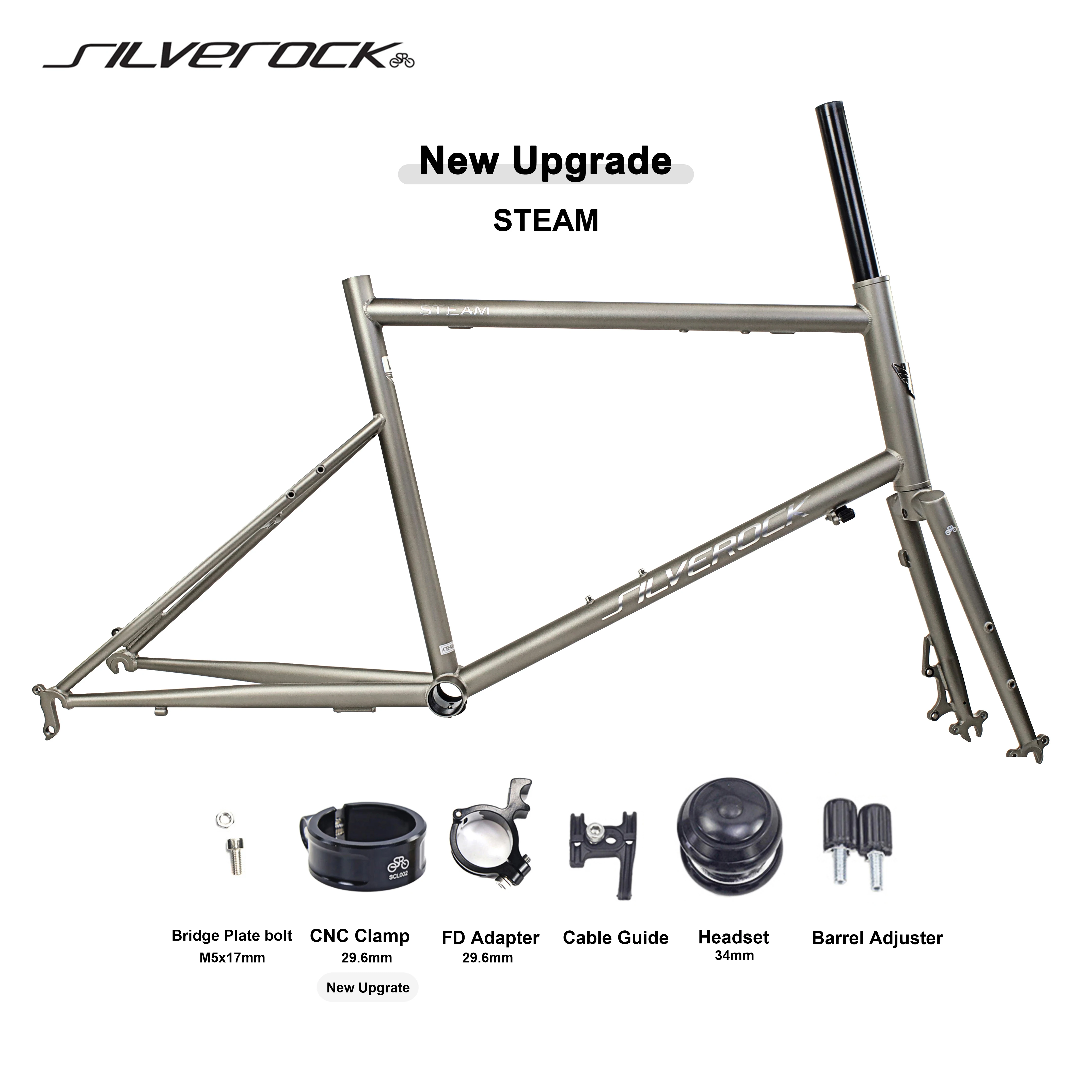 SILVEROCK STEAM Fahrrad Chromrahmen Carbon Gabel 20 Zoll 451 406 für Erwachsene Scheibenbremssattel U-Bremse Urban Motorrad Rahmen 1 1/8