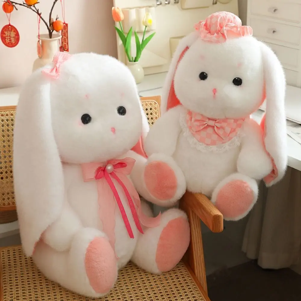 Rosa Kaninchen Holland Lop Plüschtier Spitze Schleife Soft Bunny Plüschtiere Puppe Kawaii Niedliche Kuscheltiere Plüschtier Home Decor