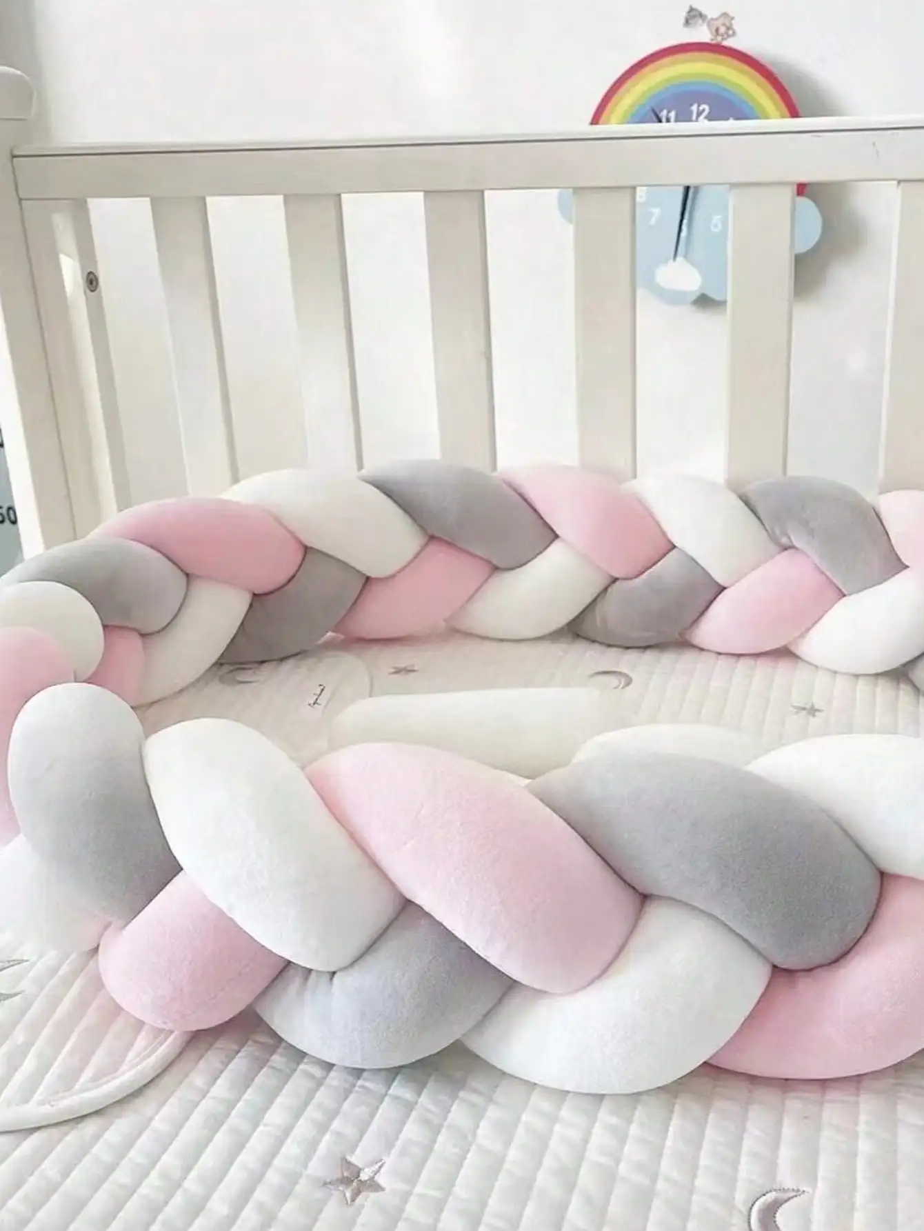 

Плюшевая детская колыбель, защита для детской кроватки, бампер для детской кровати, 1 м/2 м/3 м/4 м, плетеная подушка для предотвращения столкновений, мягкая подушка для декора комнаты для ребенка