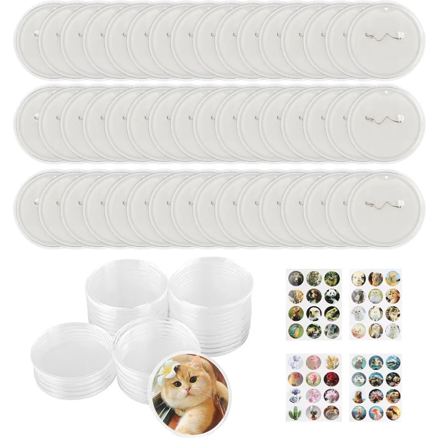 

48 упаковок 2-дюймовых прозрачных штифтов для кнопок Акриловые пустые штифты для кнопок оптом с 48 шт. деталями кнопок для создания вашего B