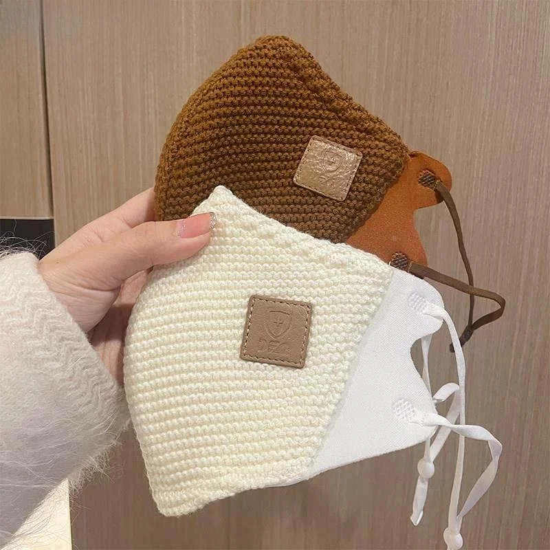 

Warm Woolen Knitted Winter Mask Windproof Fashionable Luxury Thermal Mask Medical Environment Headband Style Reusable Mask