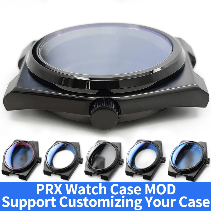 

Black PRX Watch Case Set MDO Fits SKX007 NH35 Movement Stainless Steel 3'o Clock Sapphire Crystal Chapter Ring Crown Watch Part