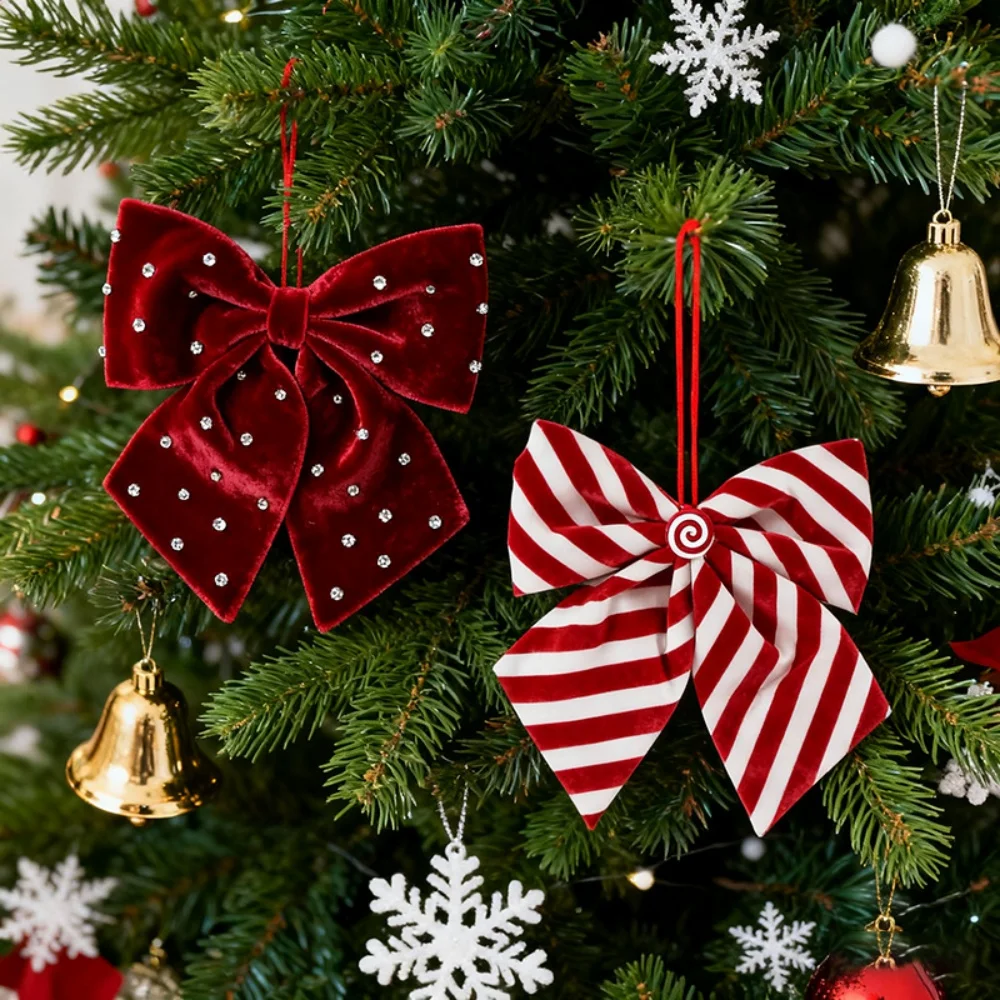 1Pcs Christmas Retro Velvet Ribbon 20X25cm Large Bow Party Wreath Festival Decoration Home Arrangement Christmas Tree Ornament