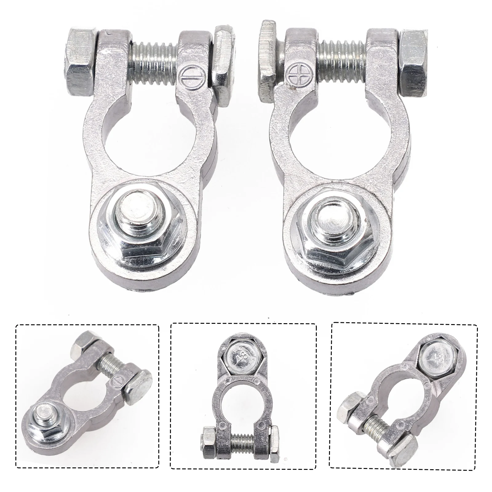 2Pc Zinc Alloy Positive&Negative Pole Auto Car 12V Car Battery Terminal Clamp Clip Screw Connector Car-styling