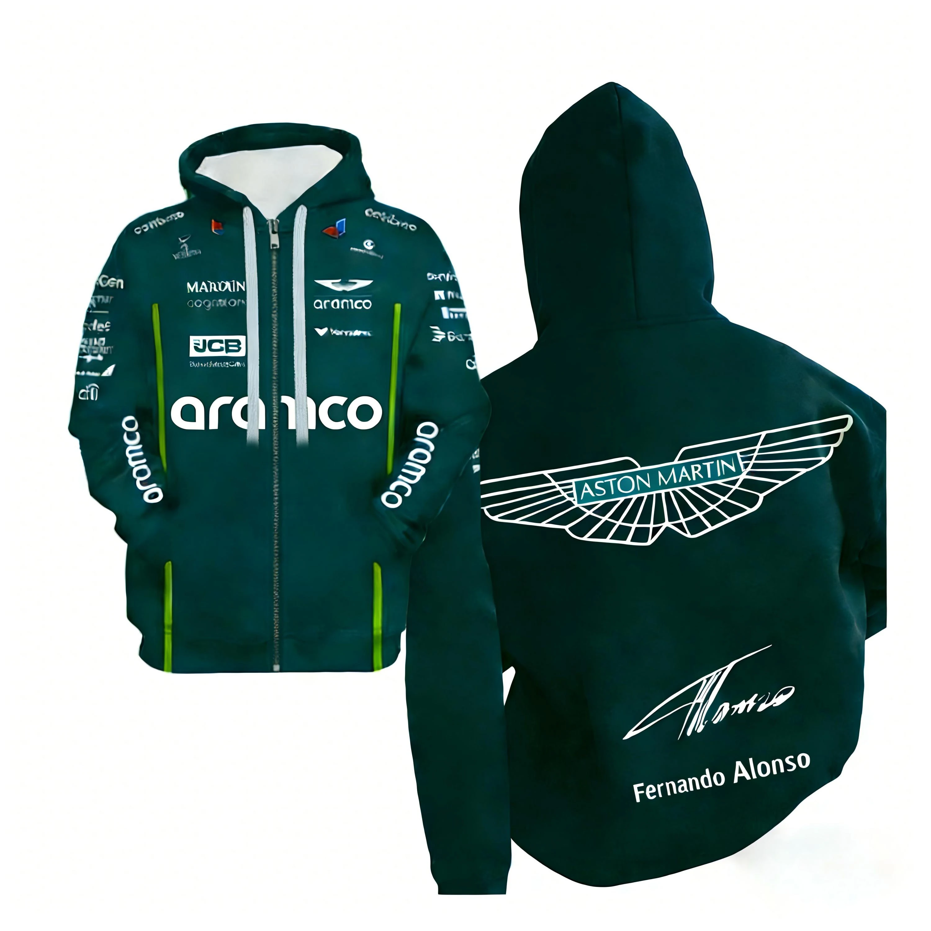 Sudadera con Capucha Unisex Aston Martin F1 Merch, Suave, Transpirable, Estilo de Carreras Urbanas, Uso Diario, Ajuste Cómodo