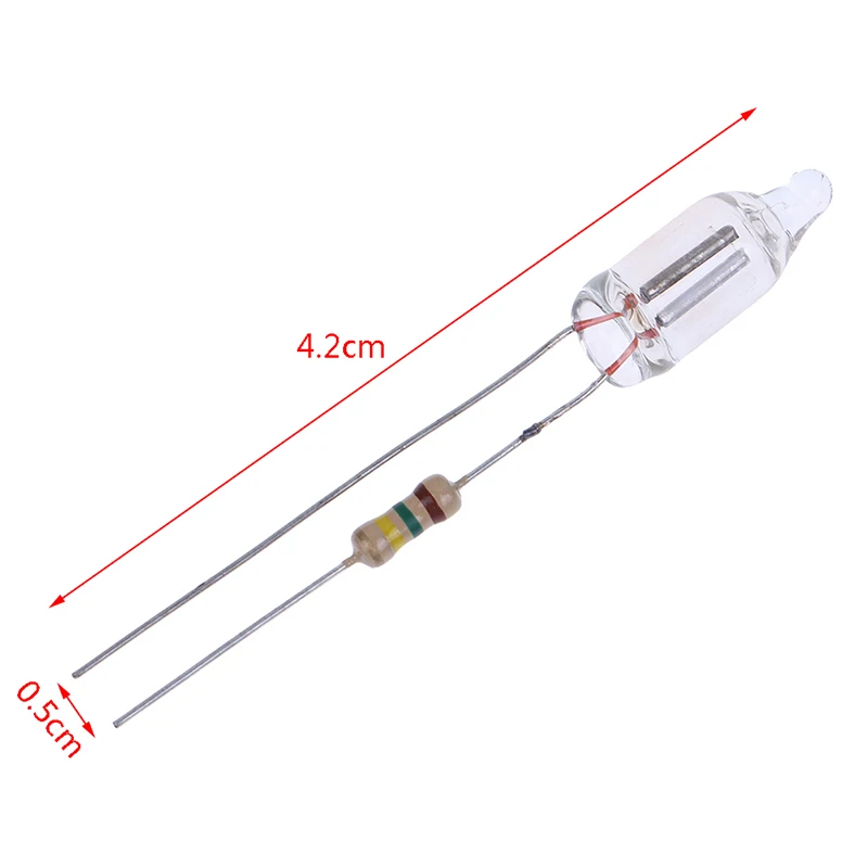 저항이 있는 네온 표시등, 네온 글로우 램프, 메인 표시등, 220V, 6x16mm, 20 개