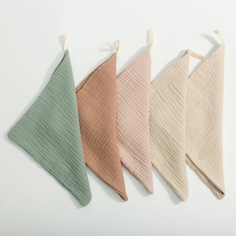 3/5 pieces solid color 100% cotton 4-layer super soft baby towel small square towel baby face towel children\'s handkerchief