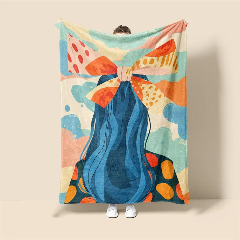 Morandi Color Blanket Abstract Botanical Graffiti Design Scandinavian Minimalist Sofa Blanket Cafe Home Dual Purpose