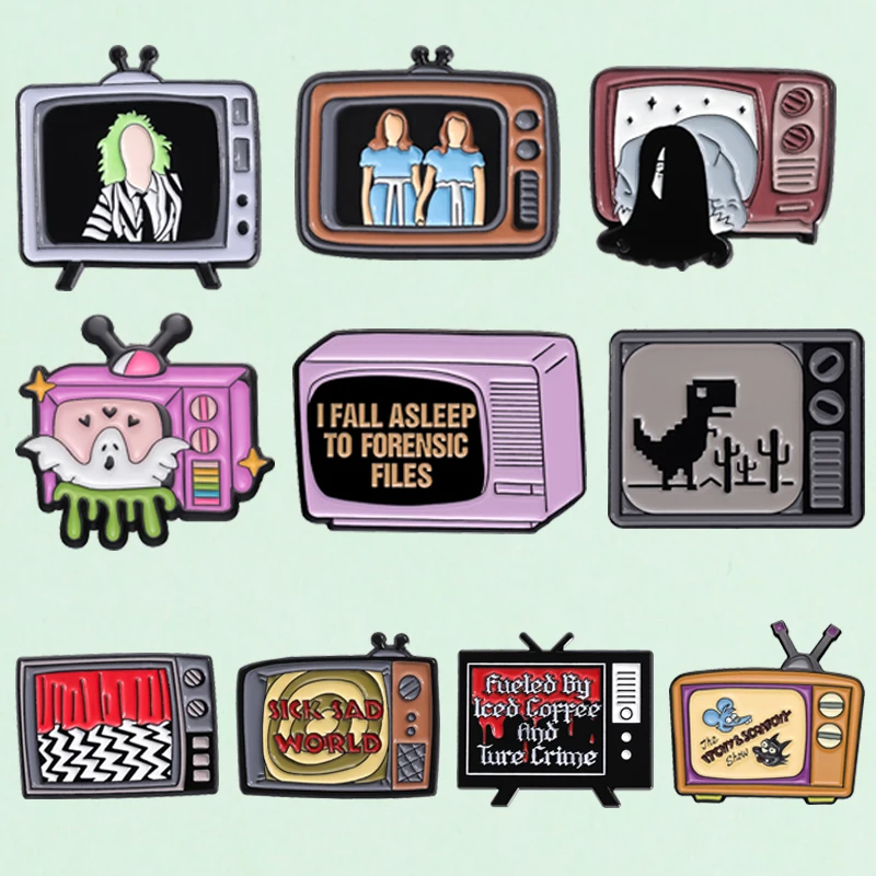 

Horror Movie Creative Television Enamel Pins Hard Metal Brooches Halloween Funny Accessories Backpack Hat Lapel Badge for Gift