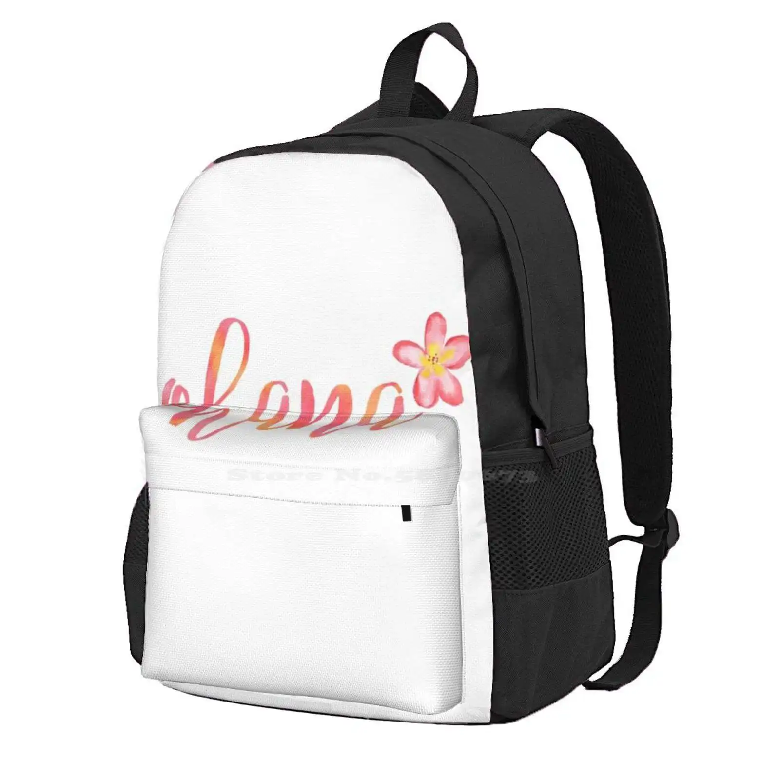 Ohana Hawaii Plumeria Watercolor Floral Hot Sale Schoolbag Backpack Fashion Bags Ohana Means Family Hawaiian Plumeria