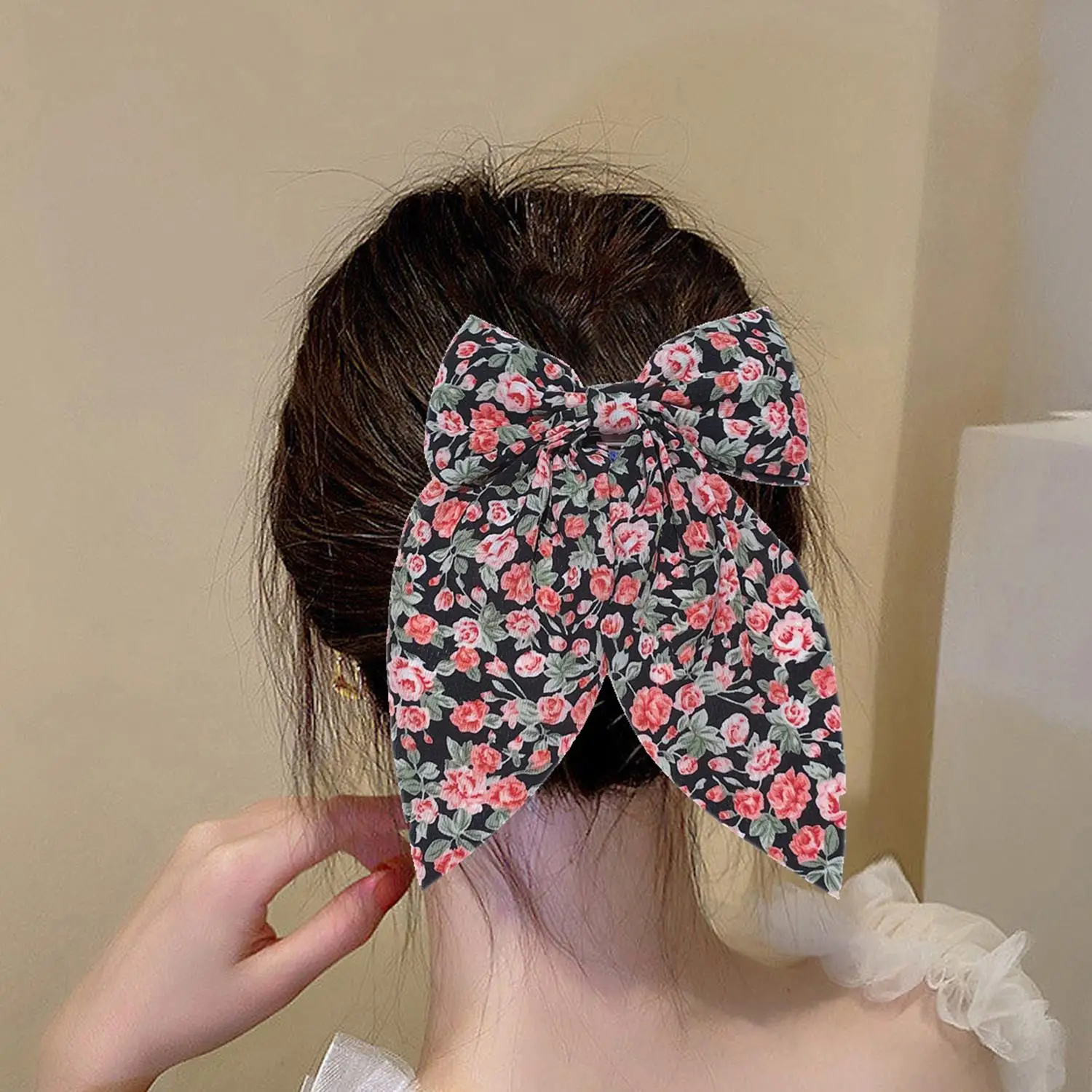 1 pz dolce floreale bowknot fermagli per capelli per le donne ragazze stampa archi forcine barrettes clip a becco d'anatra copricapi accessori per capelli