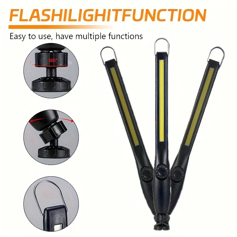 Portable COB Work Lights With Magnetic Rechargeable LED Flashlight Portable Stepless Dimming Emergency Car Repair Lamps