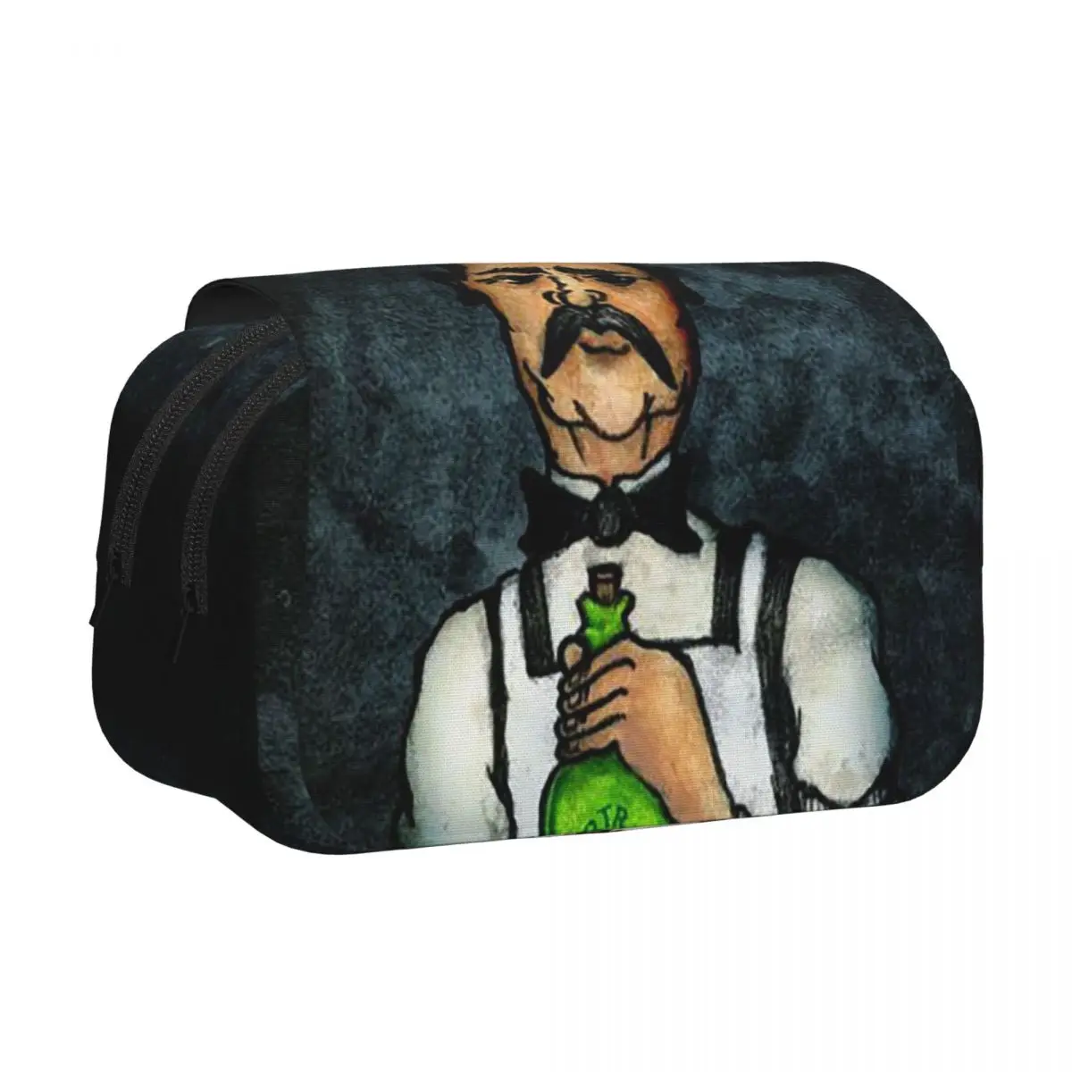 Green Chartreuse Bottle Oil Painting Drink Pencil Case Pencil Pouch Hard Shell Leather Large Storage Pen Box Pencil