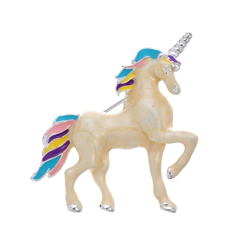 Colorful zodiac horse brooch cartoon cute unicorn corsage zebra animal metal brooch jewelry