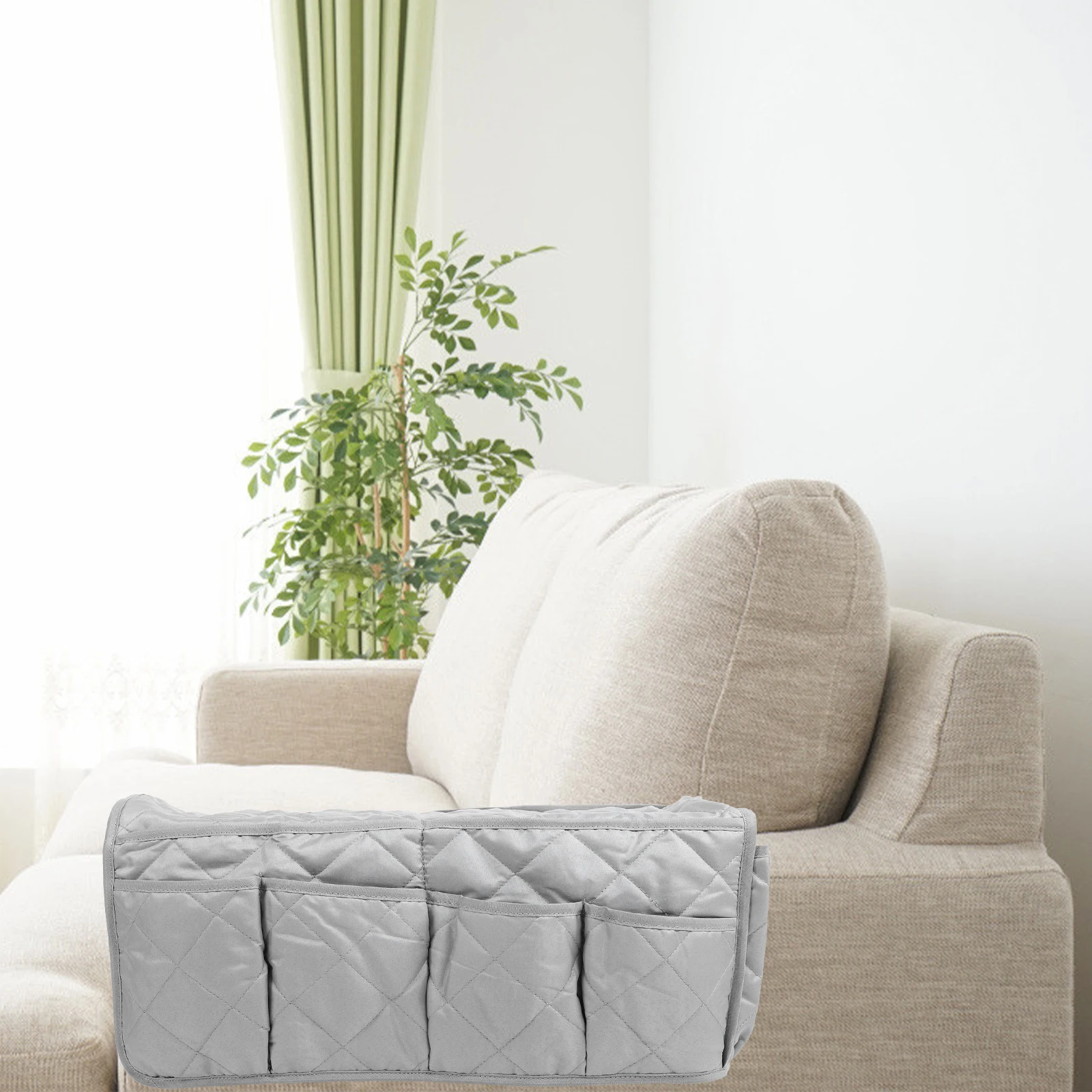 

Storage Organizer Bag For Sofa Armrest Waterproof Reusable Tidy Living Room Remote Control Cellphone Tablets Tissues Books Snack