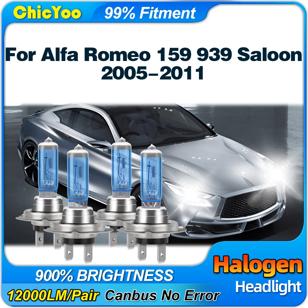 

200W Auto Lamps 6000K Plug And Play Halogen Headlight Bulbs 12V Super Bright For Alfa Romeo 159 939 Saloon 2005-2009 2010 2011