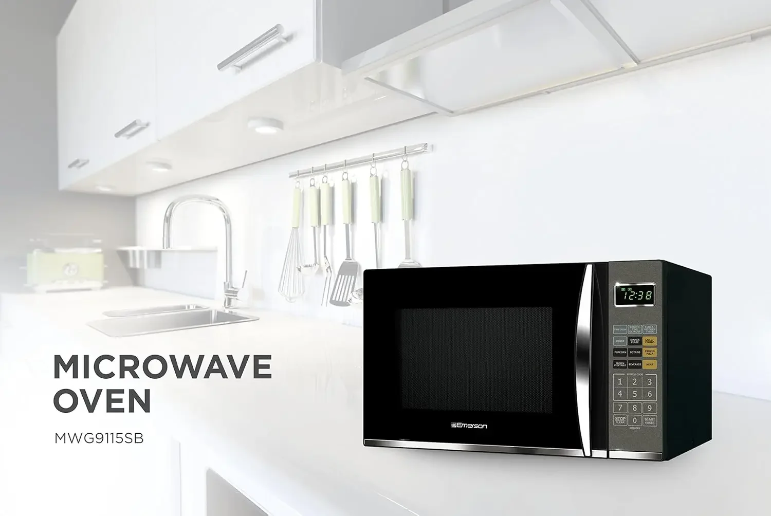 Forno Microondas MWG9115SB-N com Grelhador, Temporizador e Display LED 1100W, 11 Níveis de Potência, 9 Configurações Pré-Programadas, Vidro Removível