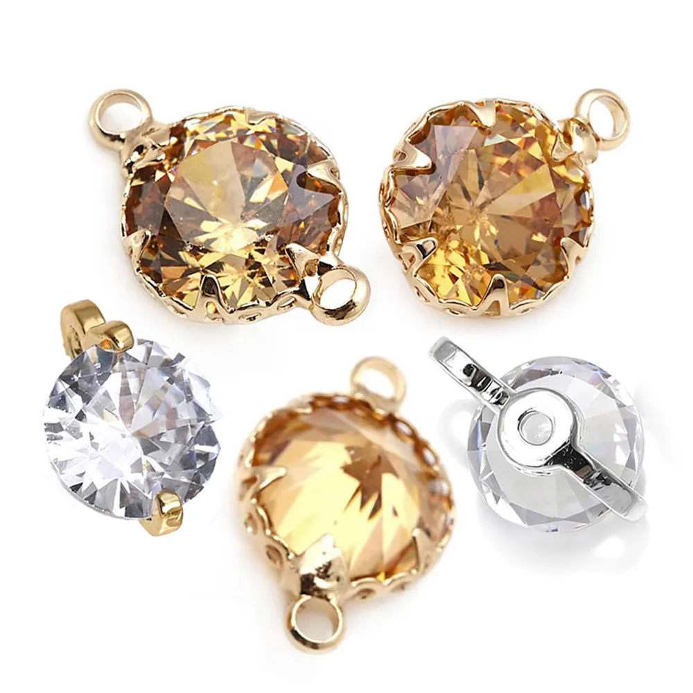 10PCS 18K Gold Color Zircon Round Shape Charms Pendants Necklace Earrings Diy Jewelry Accessories Rosediy Official Website