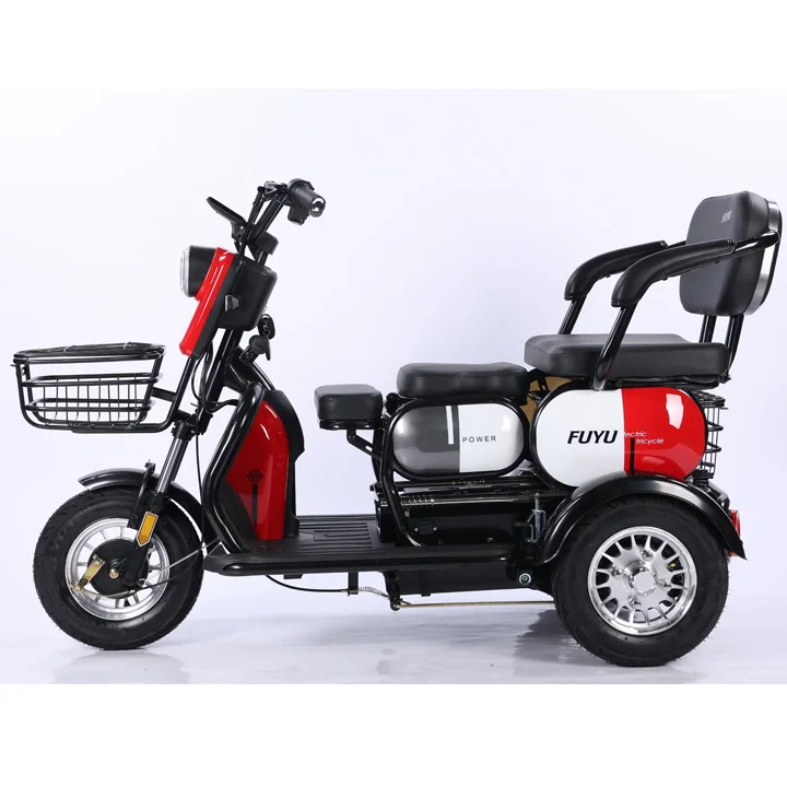 

Factory Supply New Lightweight 48v 500w Electric Trike Open-Body Three-Seater Tricycle with Child Seat