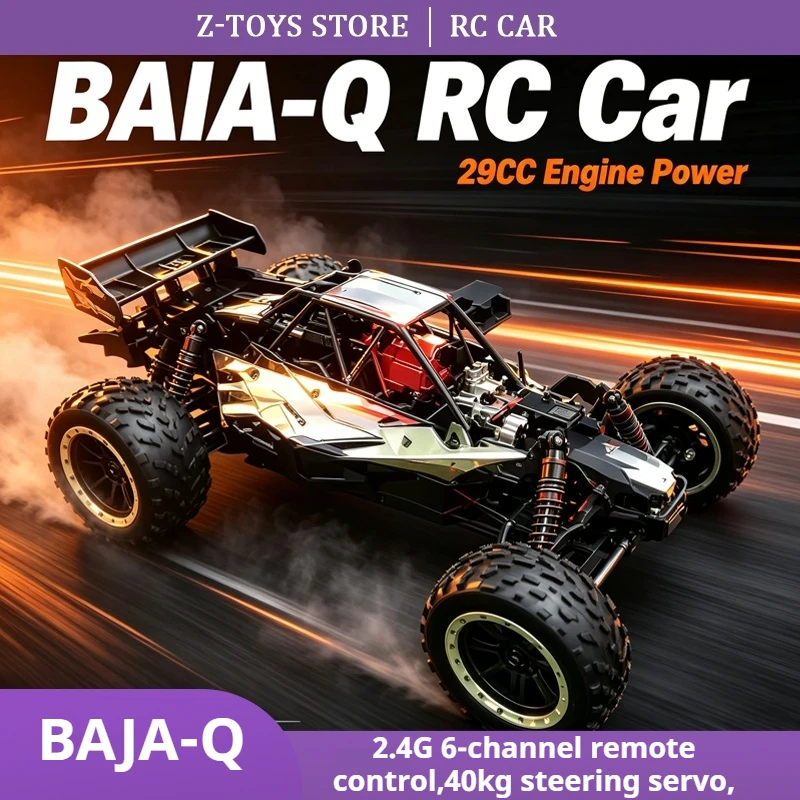 BAJA‑Q 1/5 Scale Gas RC Buggy 29CC 2.4G 6‑Channel 40KG Servo Aluminum Alloy Chassis 16KG High‑Speed Off‑Road Remote Control Car