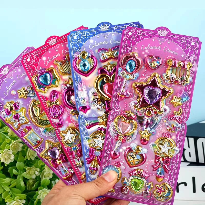 12styles Colorful Sparkling Gemstone 3D Stickers Cute DIY Puffy Stickers Journal Stationery Decoration Stickers Holiday Gifts