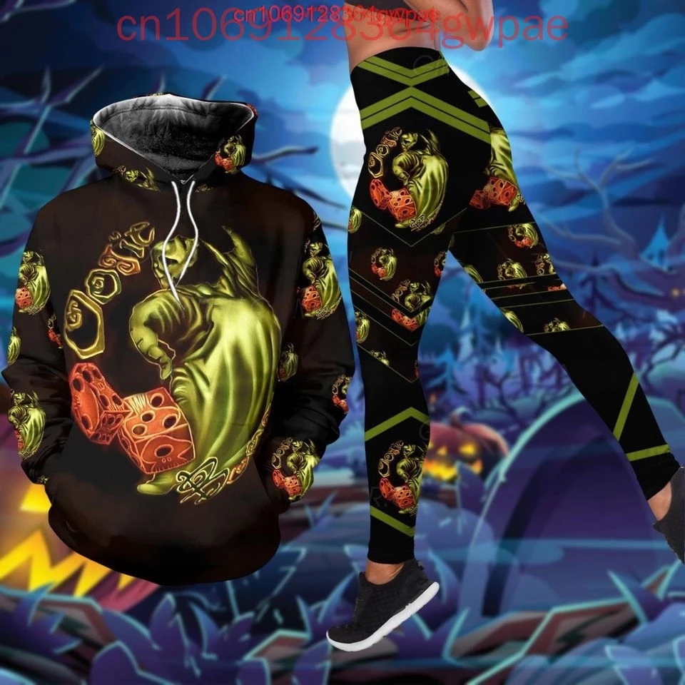 Oogie Boogie Halloween Hoodie and Leggings Women's Set The Nightmare Before Christmas Hoodie Yoga Pants Set Disney Tracksuit Set