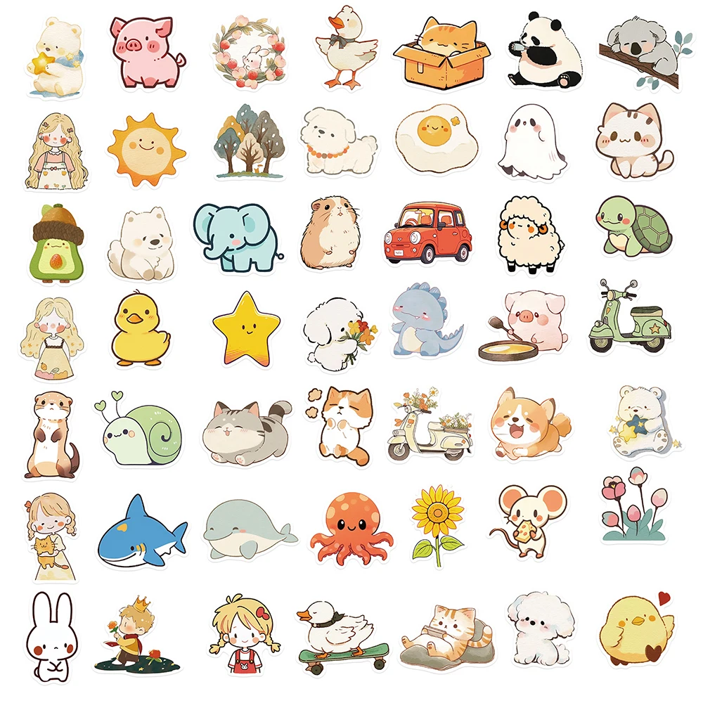 Mix Animais Desenhos Animados Adesivos para Crianças, Adesivos Kawaii, Decalques Bonitos, DIY Diário, Mala, Scrapbook, Telefone, Laptop, Bicicleta, 10 pcs, 30 pcs, 50 pcs, 100pcs