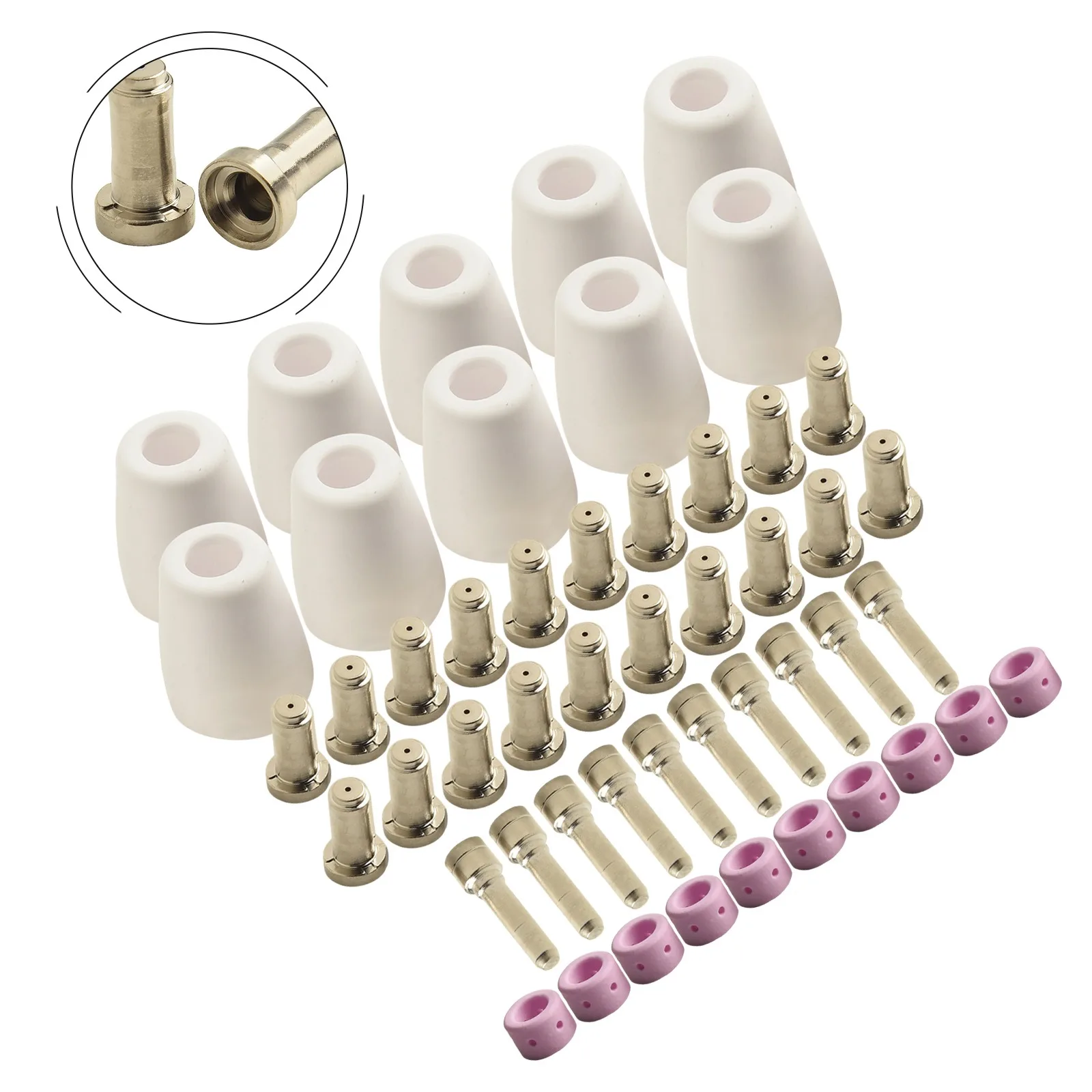 

Pack of 50 Plasma Electrode Tips for XT Shield Cup Ring Kit Compatible with For ES AB PCM500i and PT 31XL Torch