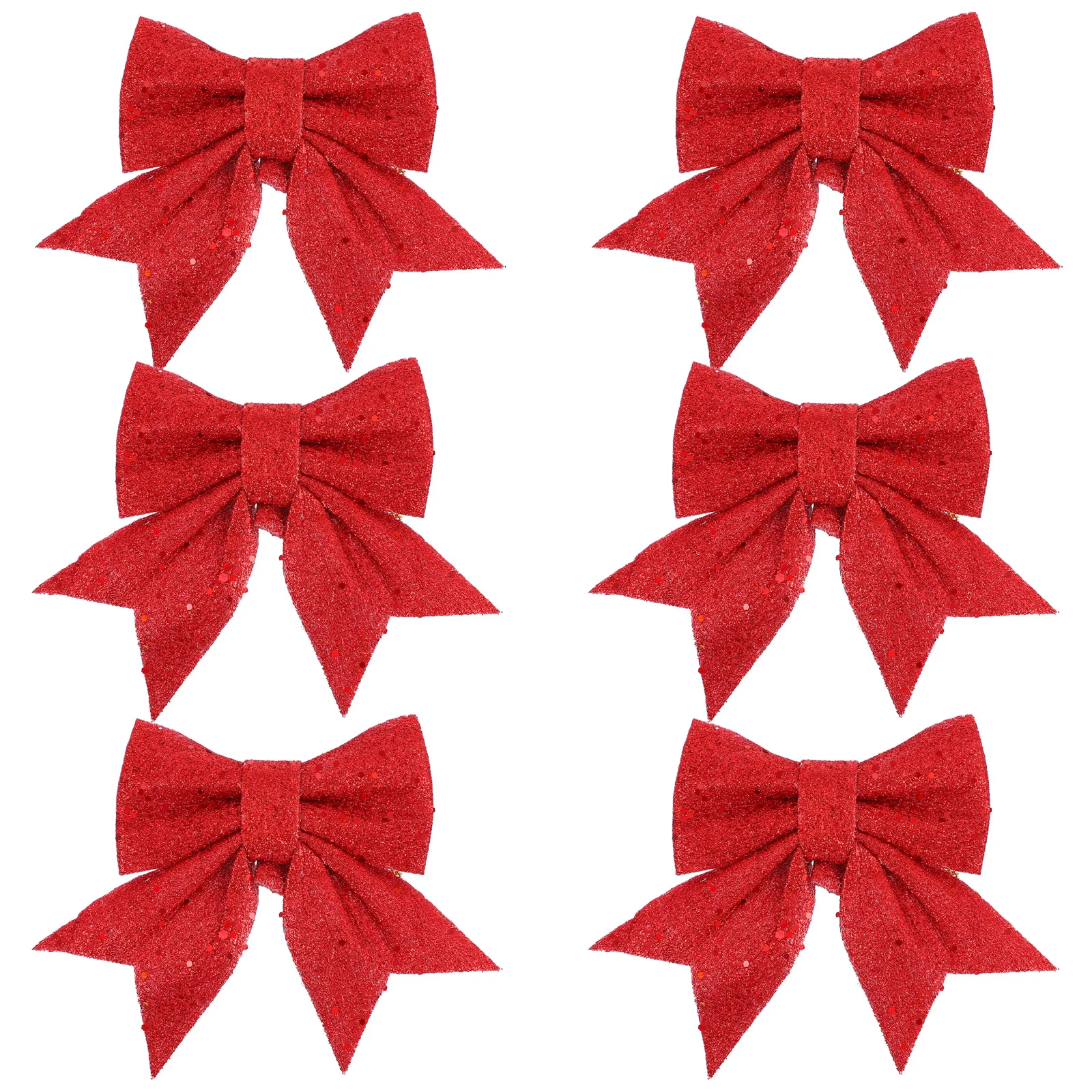 

6Pcs Christmas Bow Hanging Pendants Delicate Textured Xmas Tree Decorations for Home Party Fireplace Shelf Photoshoot Props