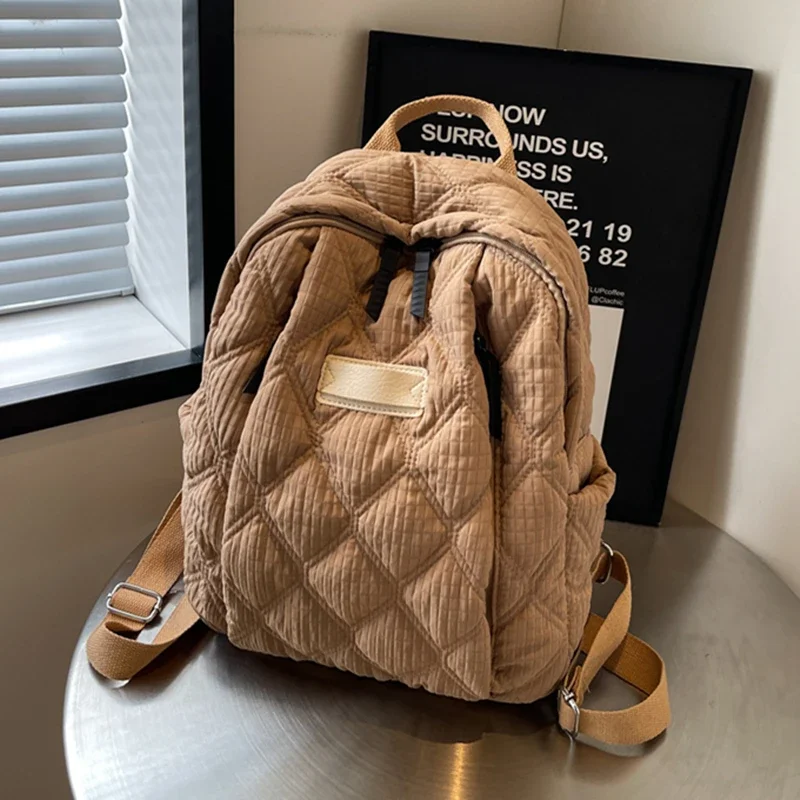 Meninas moda tendência leve algodão sacos de viagem para ultraleve inverno espaço quente para baixo mochila feminina escola mochila sacos