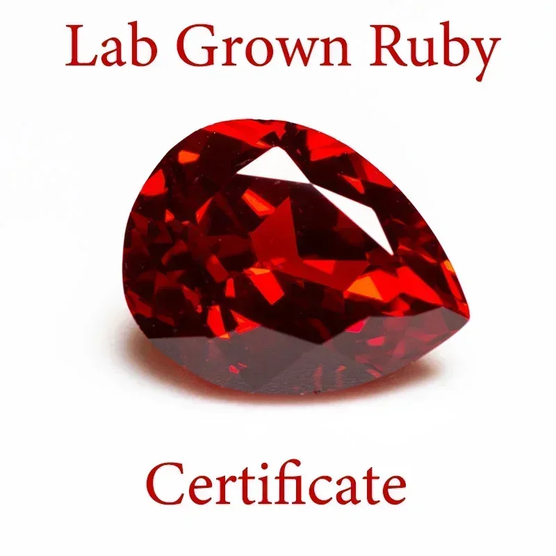 

Top Lab Grown Ruby Pear Shaped VVS1 Charms Diy Advanced Jewelry Rings Earrings Making Selectable AGL Certificate