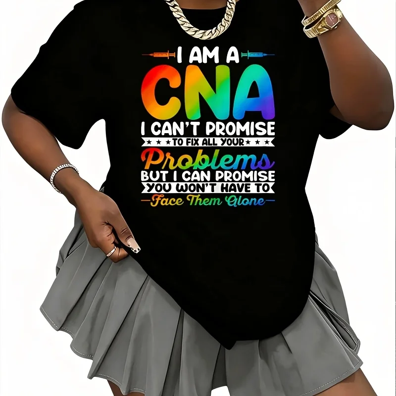 I'M a Cna I Can'T Promise to Solve All Your Problems Funny Cna Women's 100% Cotton T-Shirt Fun Print Short Sleeve Top Casual Round Neck Tee S-5Xl