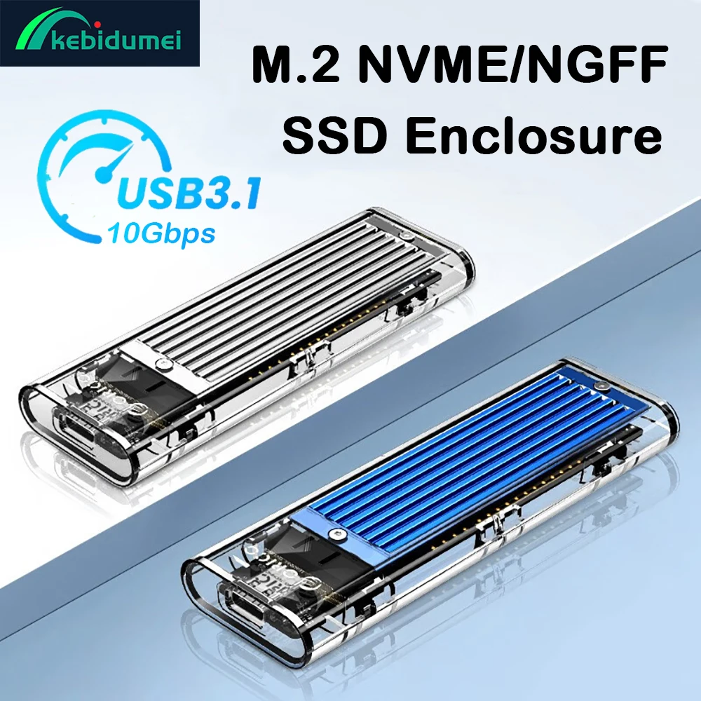 

M.2 NVMe NGFF SSD Enclosure USB3.1 Gen2 External SSD Case 10Gbps M.2 NVMe to USB Adapter Support UASP for PCIe NVMe and SATA SSD