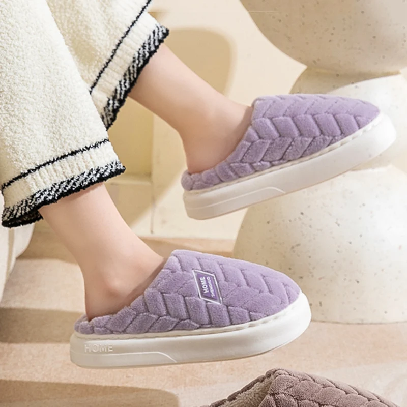 لينة سميكة القاع رقيق الفراء شبشب منزل النساء 2025 شتاء دافئ طويل أفخم عدم الانزلاق النعال المنزل زوجين القطن الشرائح 45 #2