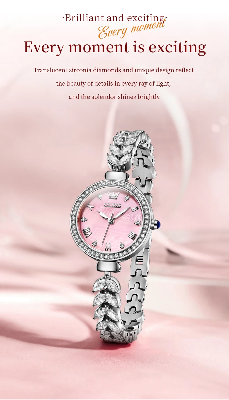 OLEVS 9971 Top Brand Women's Quartz Watches Diamond Bezel Luminous Waterproof Elegant Fashion Dress Wristwatch For Lady