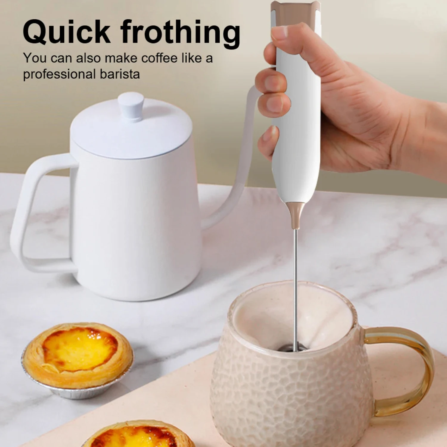 Elevate Your Morning Ritual with this Advanced Handheld Automatic Milk Frother - Effortlessly Whisk for Rich and Creamy Coffee, 