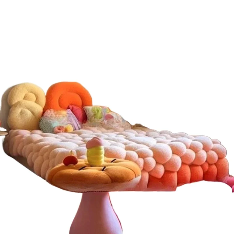 

Cream bed, master room queen bed, dopamine furniture 1.5 meters bed, cream style double b ed