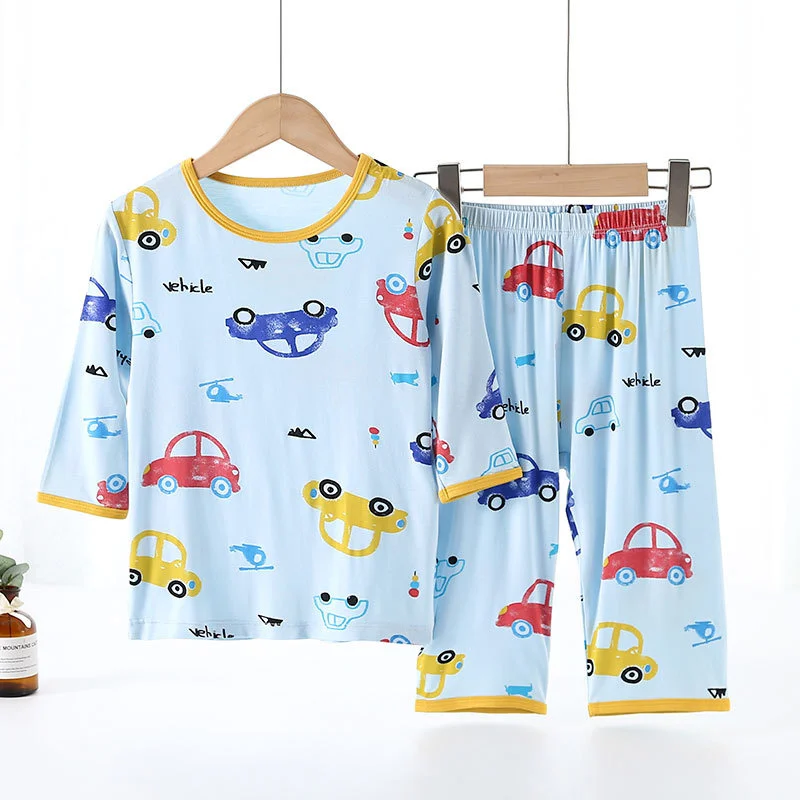 

Cotton Thin Summer Boys Car Pattern Pajamas Children's Pajamas Air Conditioning Clothing