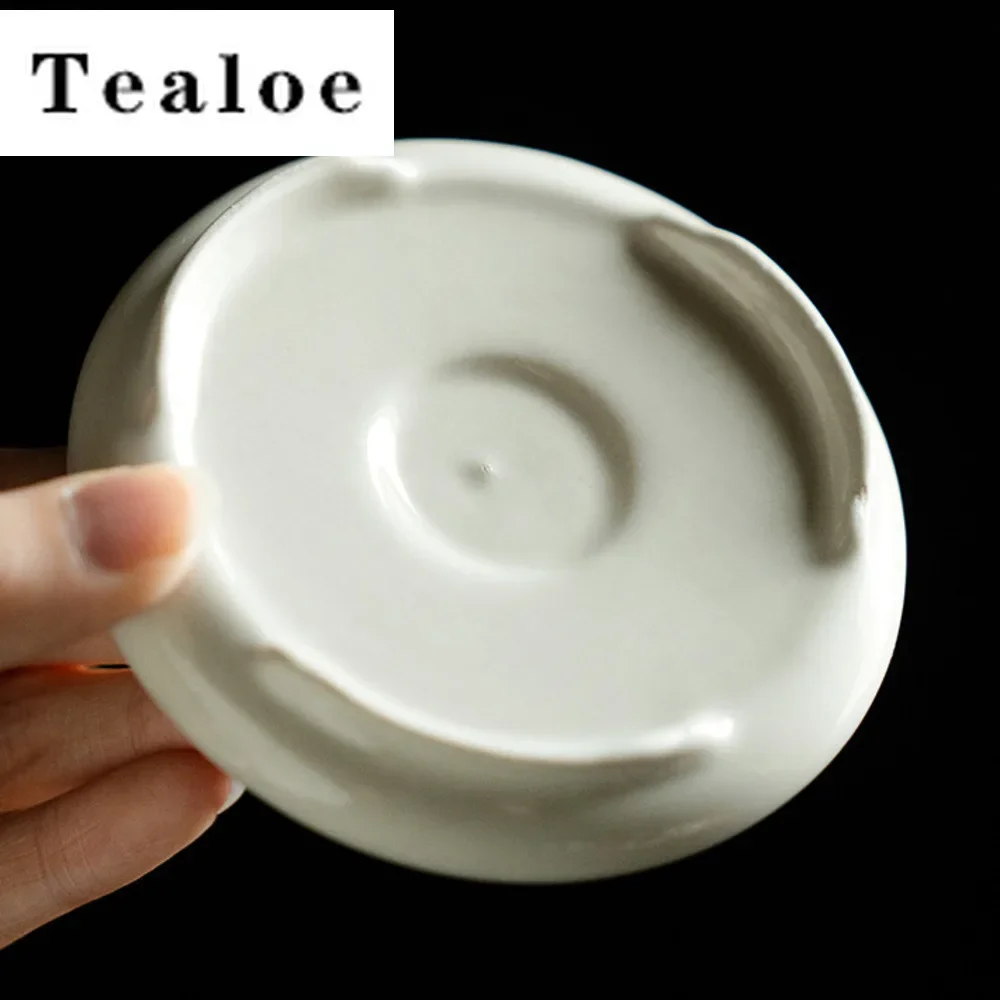 الرجعية العشب الخشب رمادي ترايبوديا إبريق شاي سيراميك غطاء حامل إطار غطاء فاخر Zisha وعاء غطاء الرف درينكوير لوازم الحلي #5