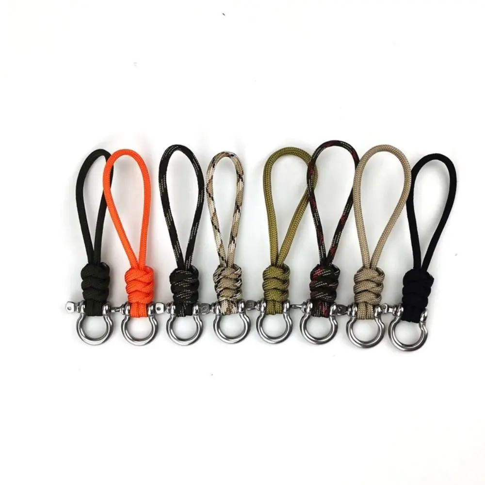 High Quality High Strength Paracord Anti-loss Keychain Stainless Steel 6 Styles Parachute Cord Wrist Strap Outdoor Tool