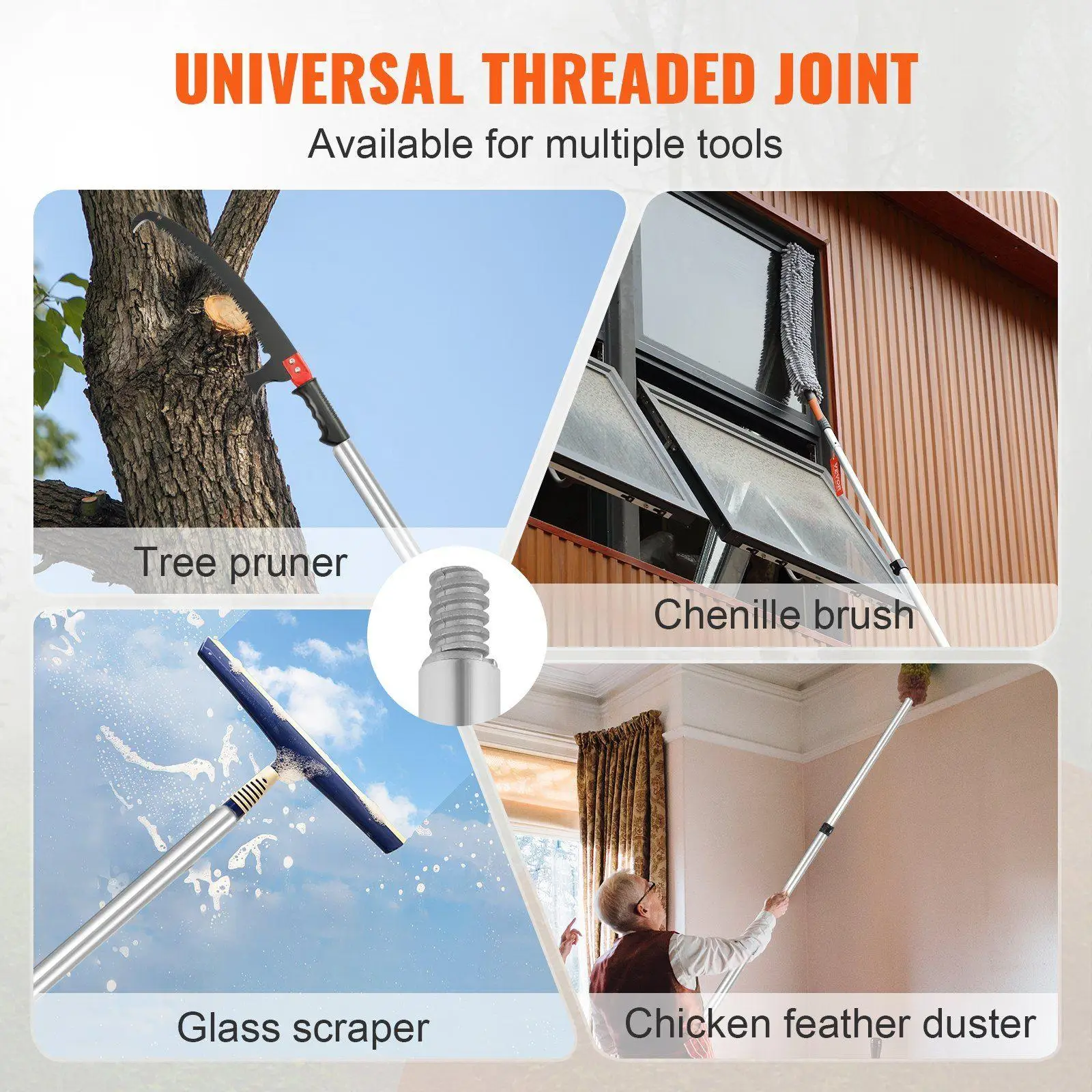 手動伸縮式ポールソー 20フィート、1.2mmスチール製切断ヘッド、簡単調整ロック付き、背の高い低木やヤシの木用